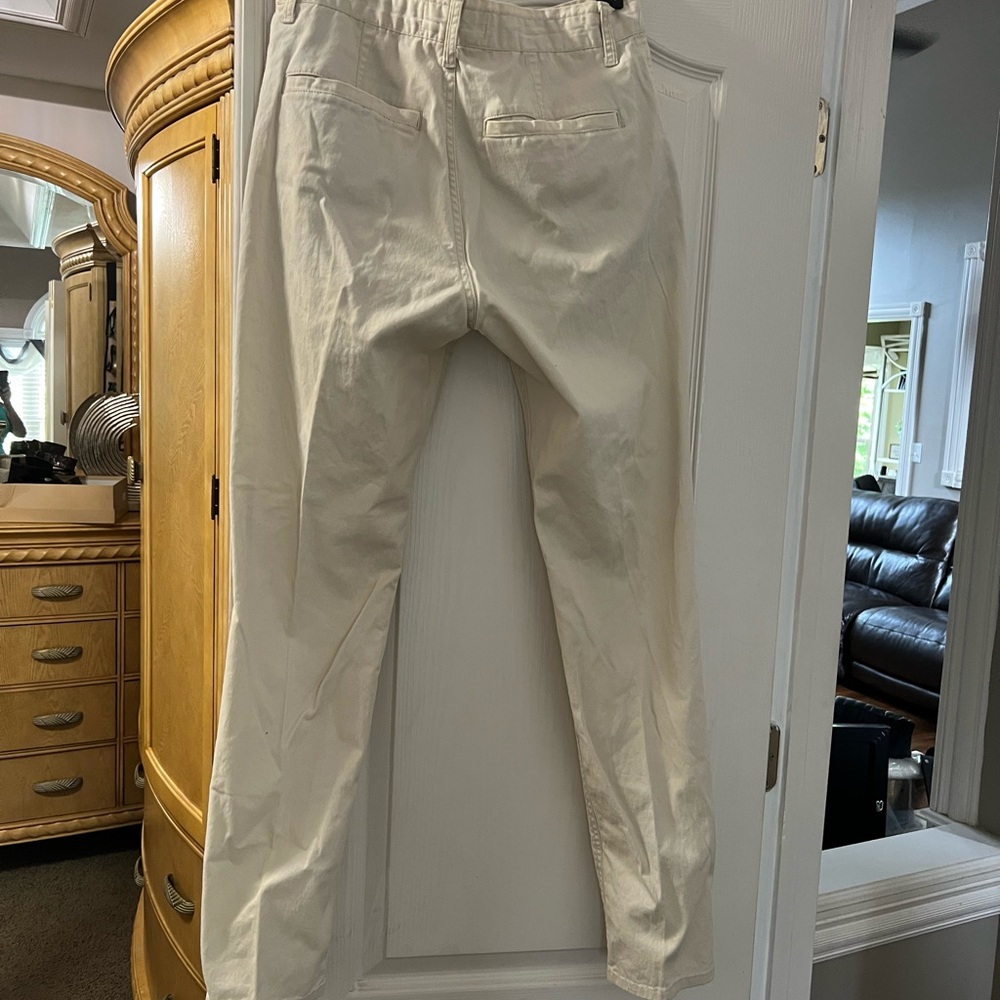 Cream Straight Pants with Soft Texture